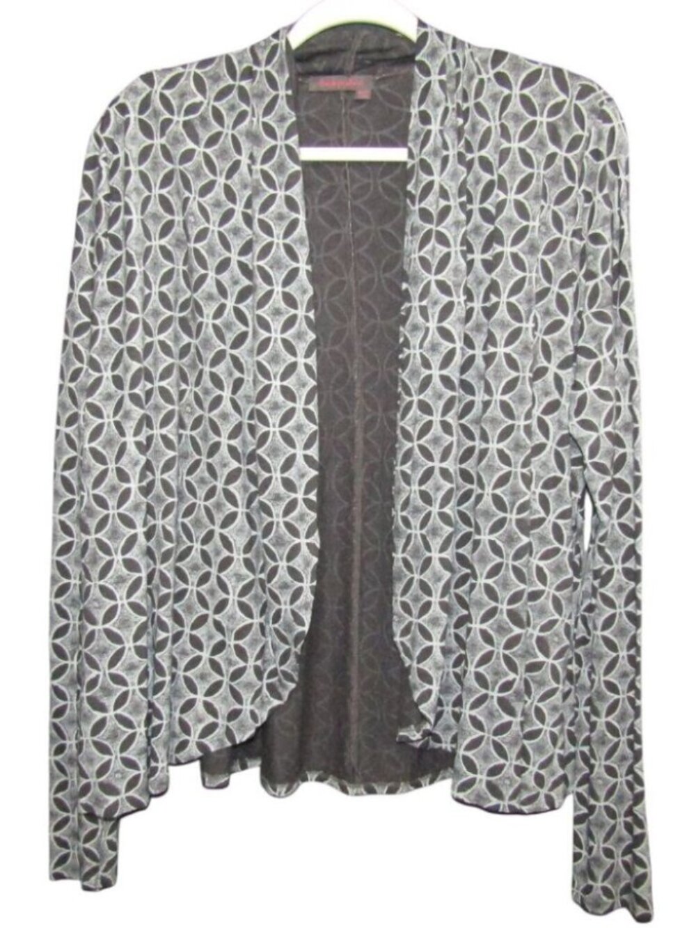 Fresh Produce Gray Geometric Open Waterfall Jacket Womens Size M L Long Sleeve